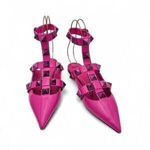 Valentino Garavani Roman Stud Ballet Flat Cage Sandal Pink Size 41.5 US 11.5